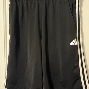 Adidas Men’s Black Shorts with White Accents - Size Medium